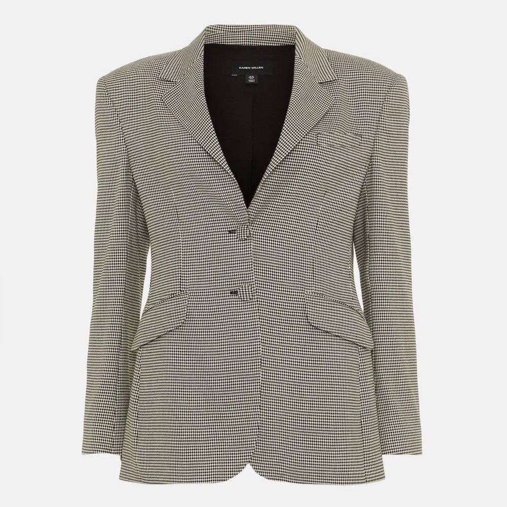 NWT KAREN MILLEN Dogtooth Oversized Single Breasted Jacket Size US 8 EUR 40 (M)